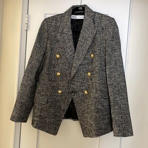 Zara houndstooth print blazer